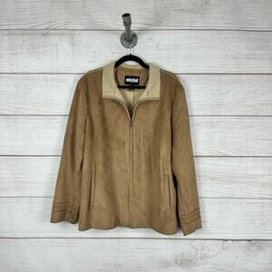 Unlisted Kenneth Cole Faux Suede Sherpa Lined Zip Up Tan Jacket Size XXL